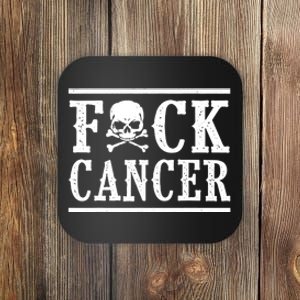 Fuck Cancer Funny Skull And Crossbones Skeleton Breast Cancer Coaster