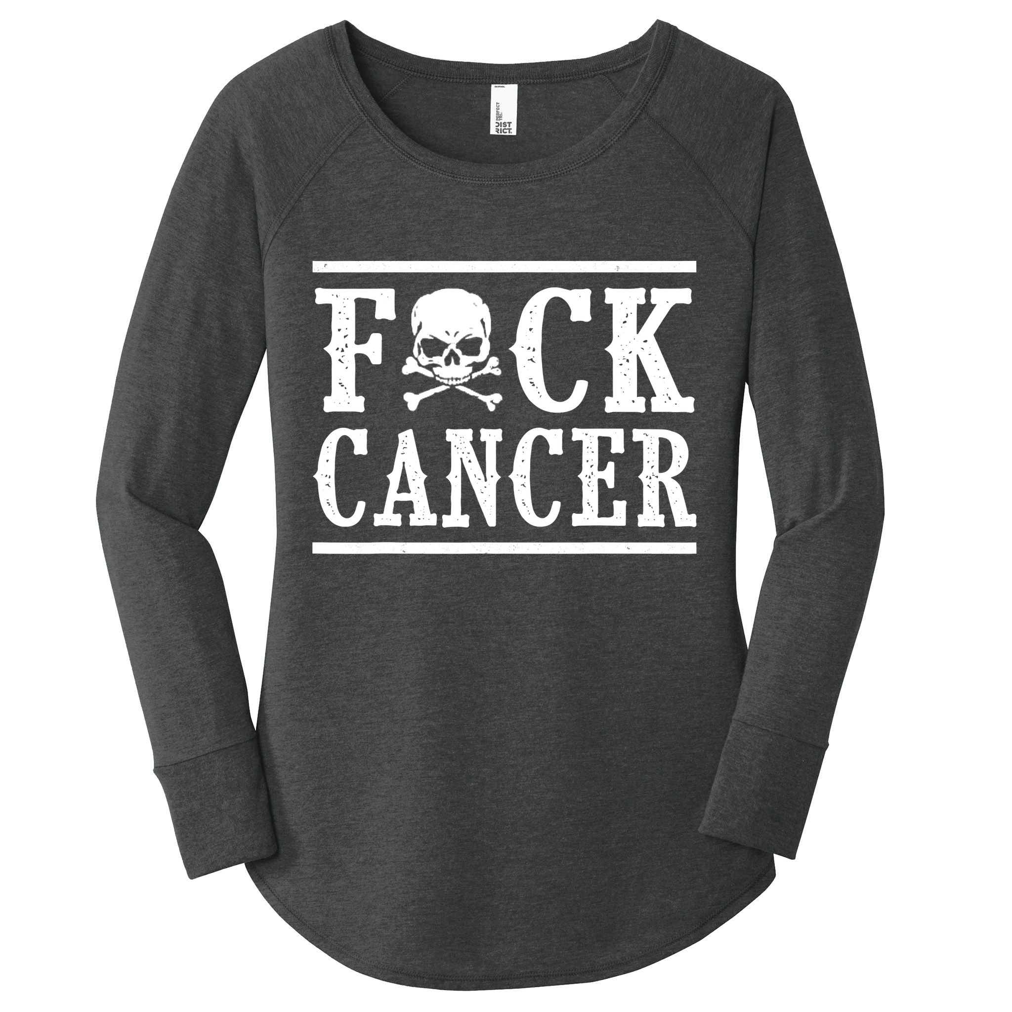 Fuck Cancer Funny Skull And Crossbones Skeleton Breast Cancer Women's Perfect Tri Tunic Long Sleeve Shirt