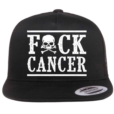Fuck Cancer Funny Skull And Crossbones Skeleton Breast Cancer Flatbill Hat
