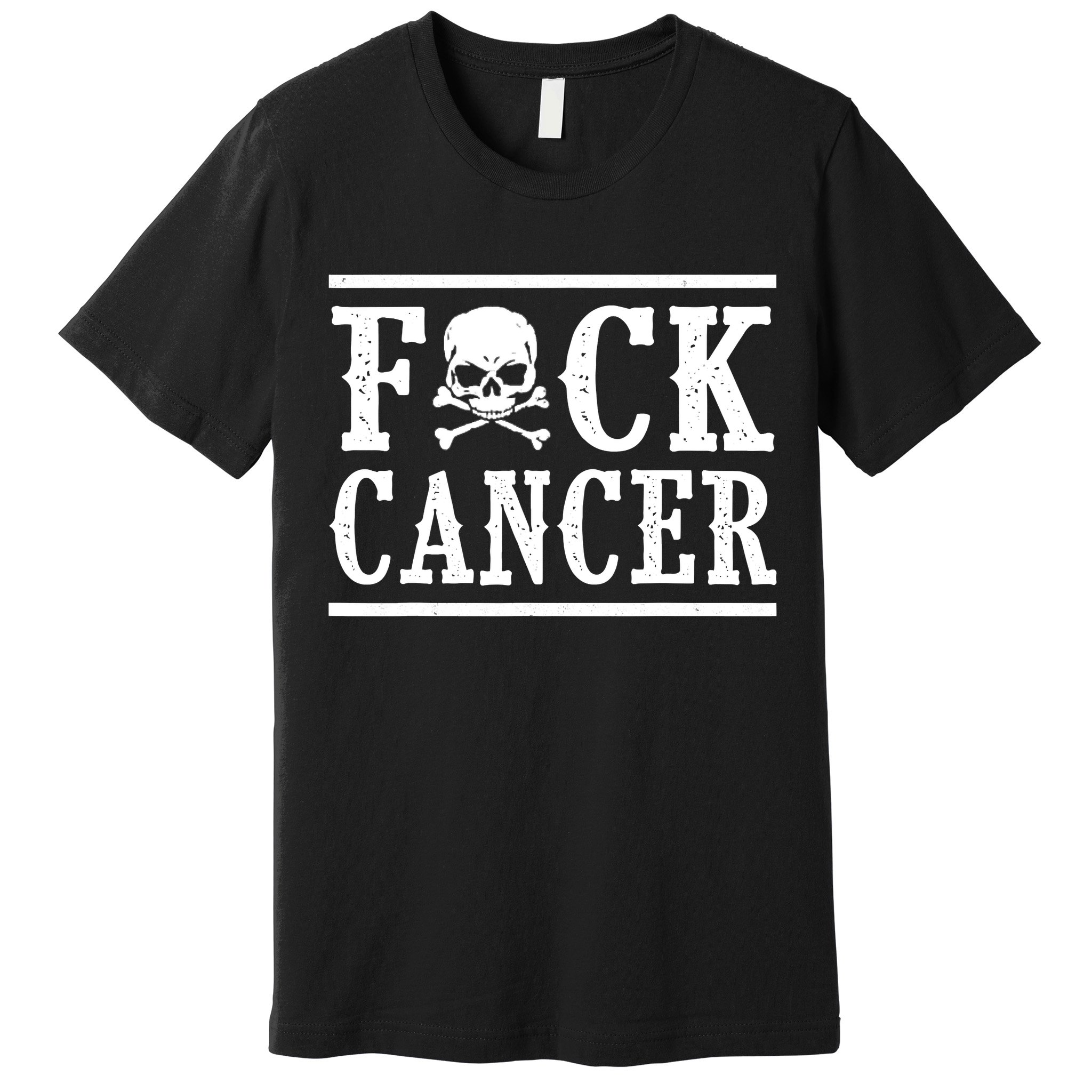 Fuck Cancer Funny Skull And Crossbones Skeleton Breast Cancer Premium T-Shirt
