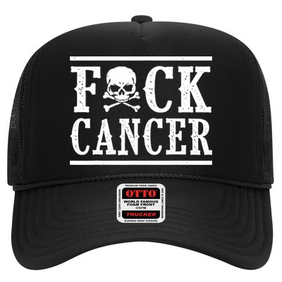 Fuck Cancer Funny Skull And Crossbones Skeleton Breast Cancer Trucker Hat