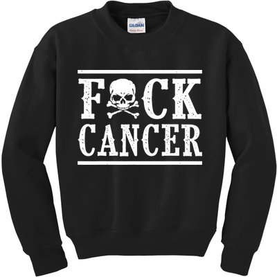 Fuck Cancer Funny Skull And Crossbones Skeleton Breast Cancer Kids Sweatshirt
