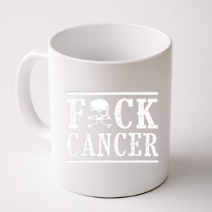 Fuck Cancer Funny Skull And Crossbones Skeleton Breast Cancer Coffee Mug