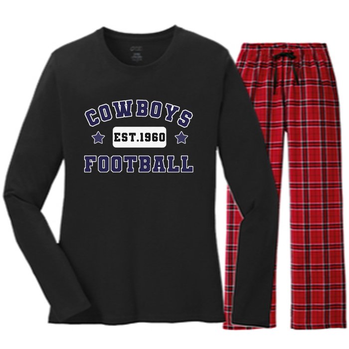 Funny Cowboys Football Est 1960 Women's Long Sleeve Flannel Pajama Set 