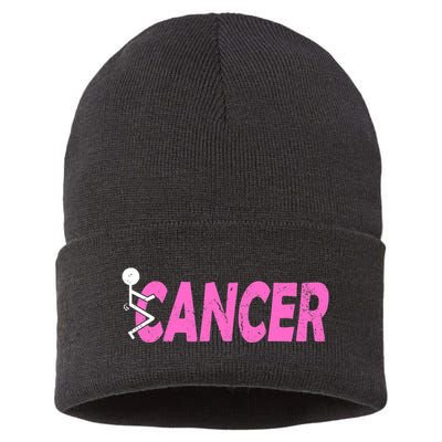 Funk Cancer Funny Breast Cancer For Women Cancer Survivor Sustainable Knit Beanie