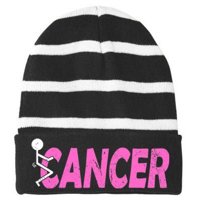 Funk Cancer Funny Breast Cancer For Women Cancer Survivor Striped Beanie with Solid Band