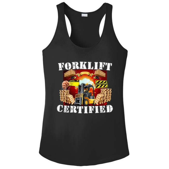 Forklift Certified Funny Forklift Oddly Specific Meme Ladies PosiCharge Competitor Racerback Tank