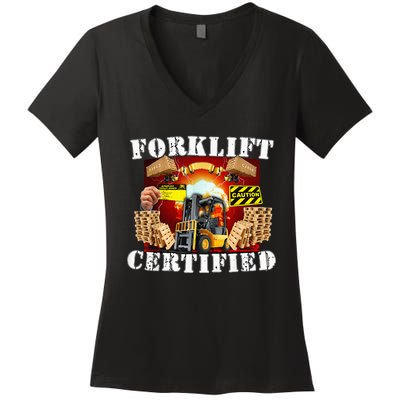 Forklift Certified Funny Forklift Oddly Specific Meme Women's V-Neck T-Shirt