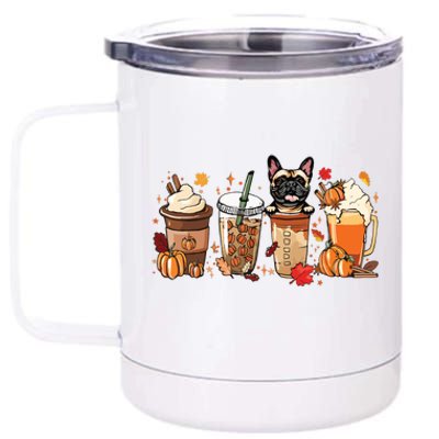 Fall Coffee French Bulldog Halloween Outfit For Fall Season 12 oz Stainless Steel Tumbler Cup