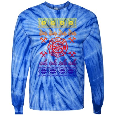 Firefighter Christmas Fire Departt Fire Gift Tie-Dye Long Sleeve Shirt