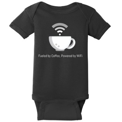 Funny Coffee Fueled By Coffee, Powered By Wifi Baby Bodysuit