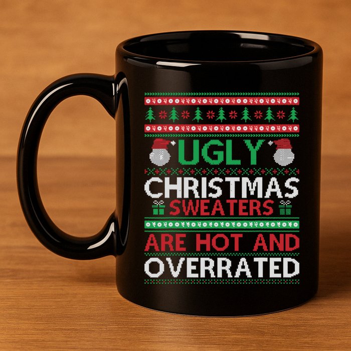 Funny Christmas For Ugly Sweater Party 11oz C Handle Ceramic Mug