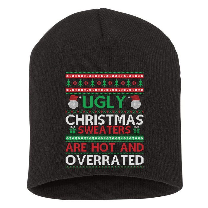 Funny Christmas For Ugly Sweater Party Short Acrylic Beanie