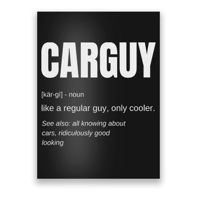 Funny Car Guy Gift Carguy Definition Poster