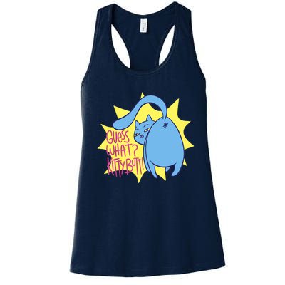 Funny Cat Guess What Kitty Butt! Women's Racerback Tank