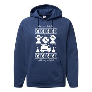 Firefighter Christmas Gift Heros Light Up The Holidays Gift Performance Fleece Hoodie