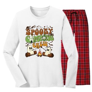 Fall Camping Ghost Camping Cute Ghost Halloween Women's Long Sleeve Flannel Pajama Set 