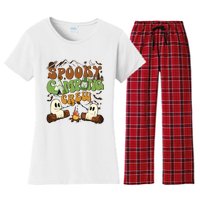 Fall Camping Ghost Camping Cute Ghost Halloween Women's Flannel Pajama Set