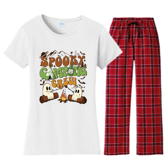 Fall Camping Ghost Camping Cute Ghost Halloween Women's Flannel Pajama Set