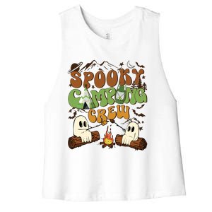 Fall Camping Ghost Camping Cute Ghost Halloween Women's Racerback Cropped Tank