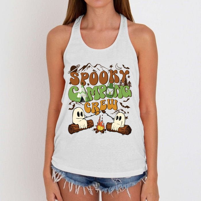 Fall Camping Ghost Camping Cute Ghost Halloween Women's Knotted Racerback Tank