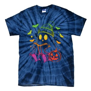 Funny Cute Ghost Book Reading Halloween Glow Teacher Tie-Dye T-Shirt