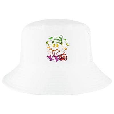 Funny Cute Ghost Book Reading Halloween Glow Teacher Cool Comfort Performance Bucket Hat