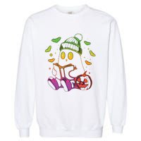 Funny Cute Ghost Book Reading Halloween Glow Teacher Garment-Dyed Sweatshirt