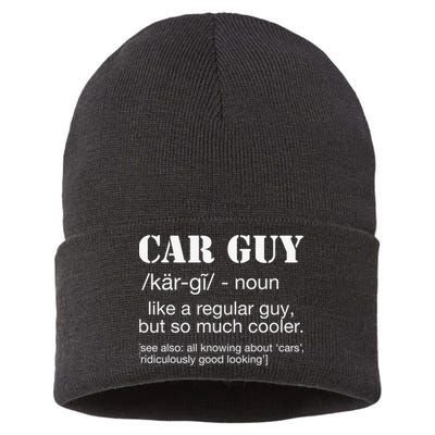 Funny Car Guy Cars Lover Racing Mechanics Car Guy Definition Sustainable Knit Beanie
