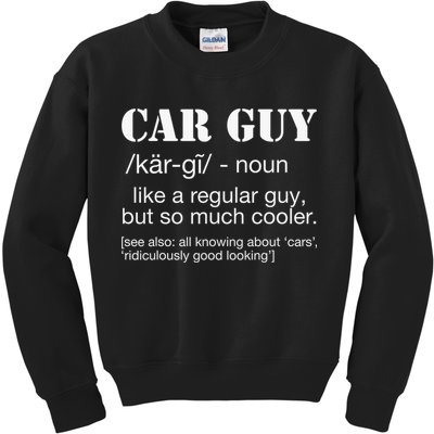 Funny Car Guy Cars Lover Racing Mechanics Car Guy Definition Kids Sweatshirt