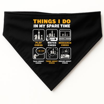 Funny Chess Gift For Players Things I Do In My Spare Time USA-Made Doggie Bandana