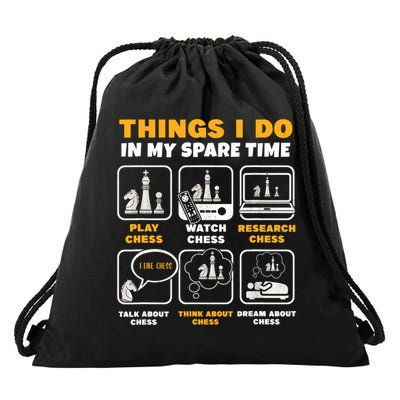 Funny Chess Gift For Players Things I Do In My Spare Time Drawstring Bag