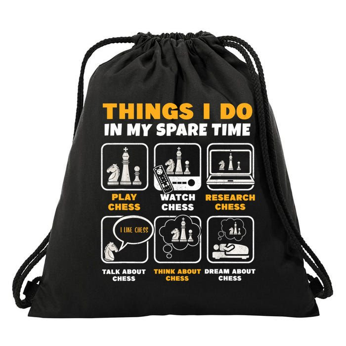 Funny Chess Gift For Players Things I Do In My Spare Time Drawstring Bag