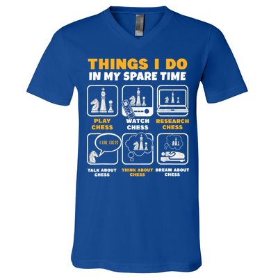 Funny Chess Gift For Players Things I Do In My Spare Time V-Neck T-Shirt