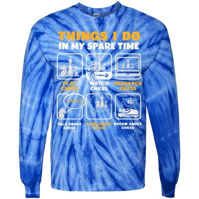 Funny Chess Gift For Players Things I Do In My Spare Time Tie-Dye Long Sleeve Shirt