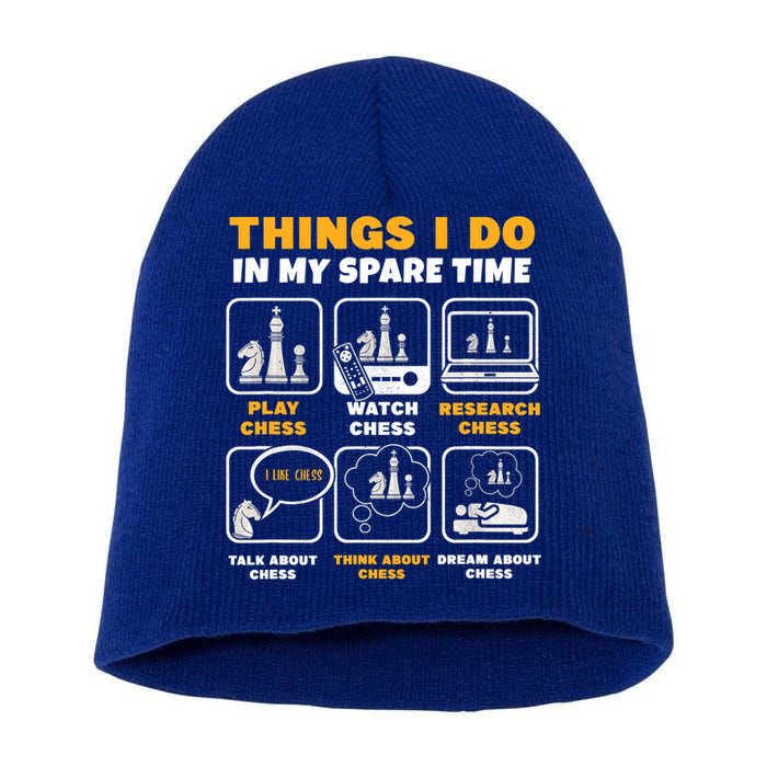 Funny Chess Gift For Players Things I Do In My Spare Time Short Acrylic Beanie