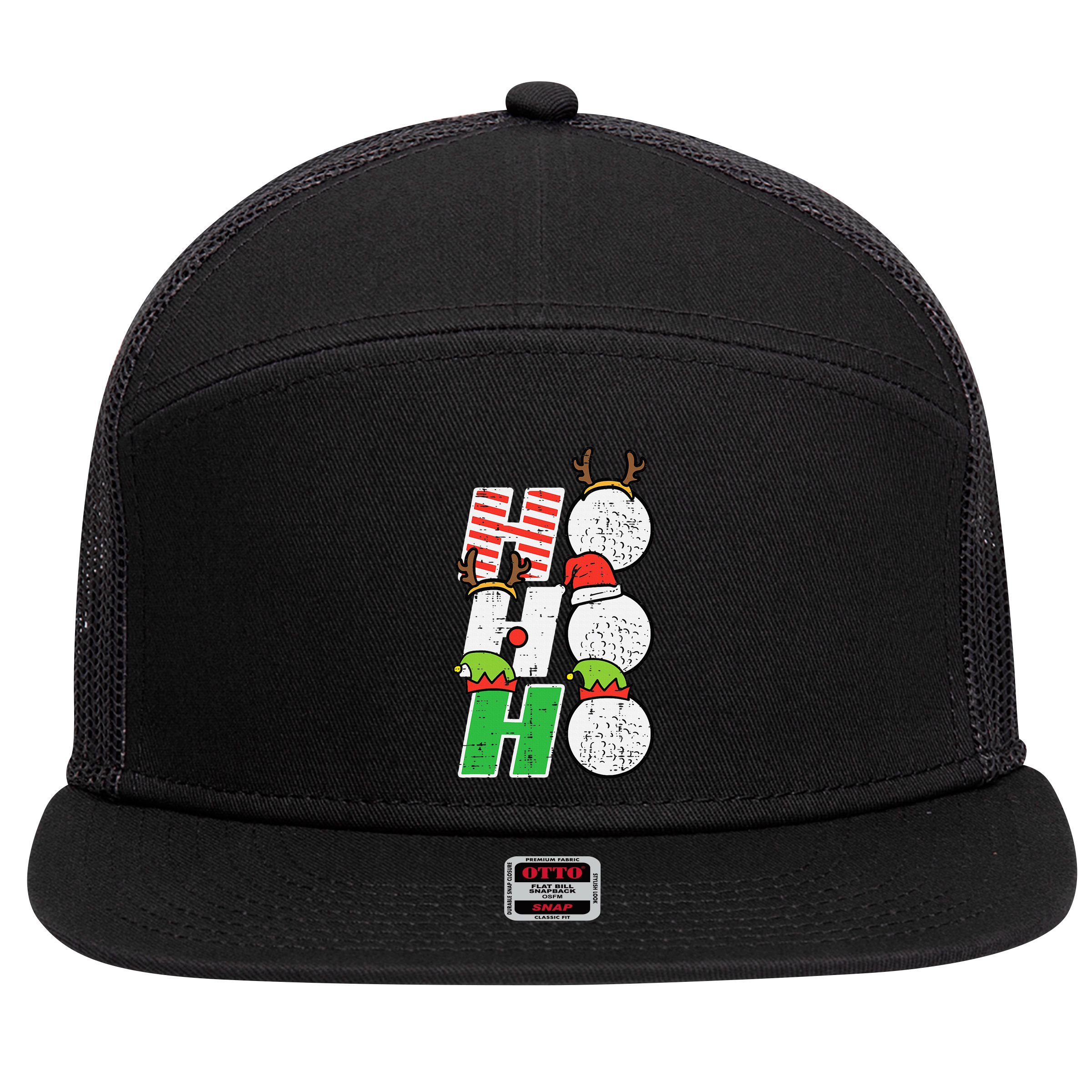 Funny Christmas Golfing Sports Golfer Gift 7 Panel Mesh Trucker Snapback Hat