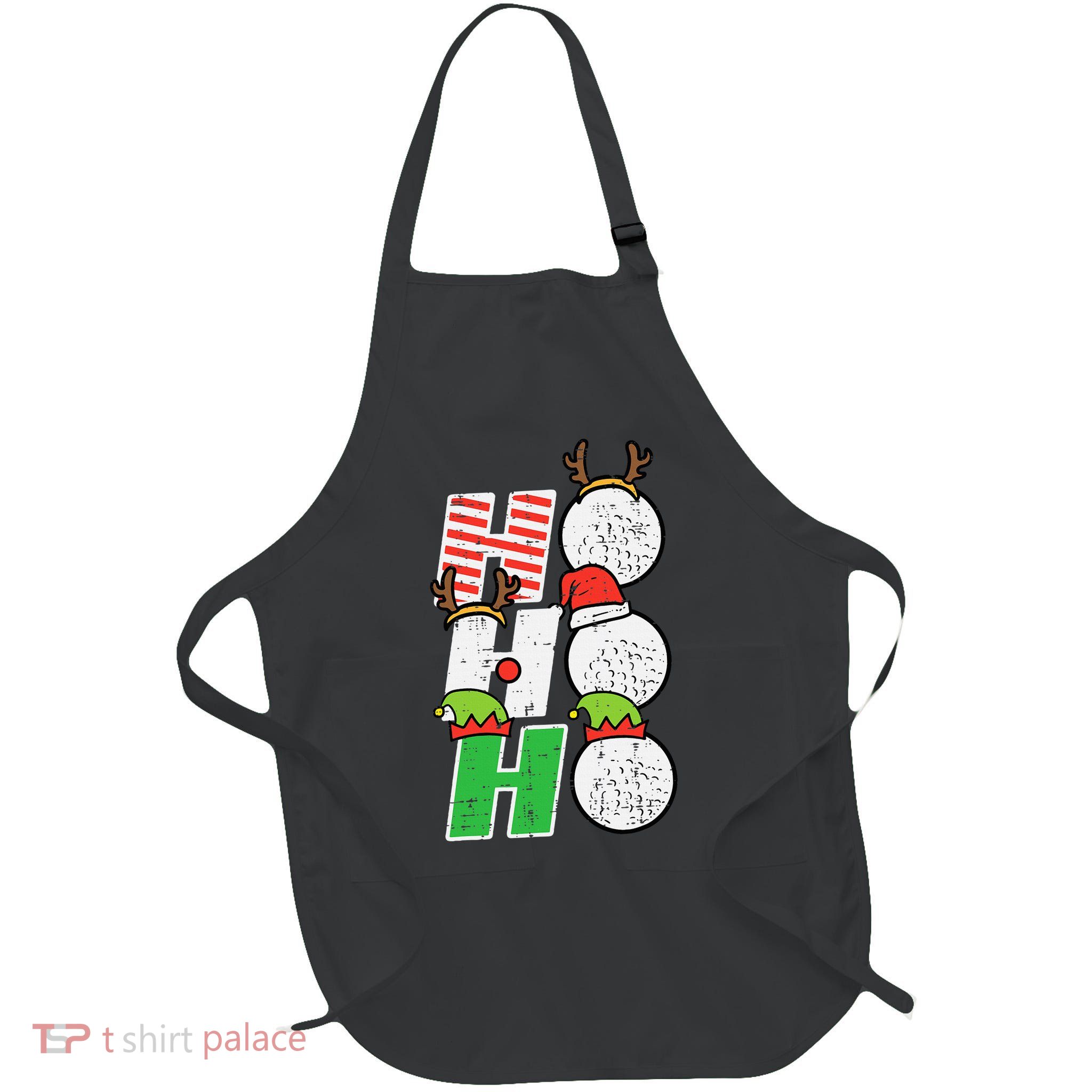 Funny Christmas Golfing Sports Golfer Gift Full-Length Apron With Pockets