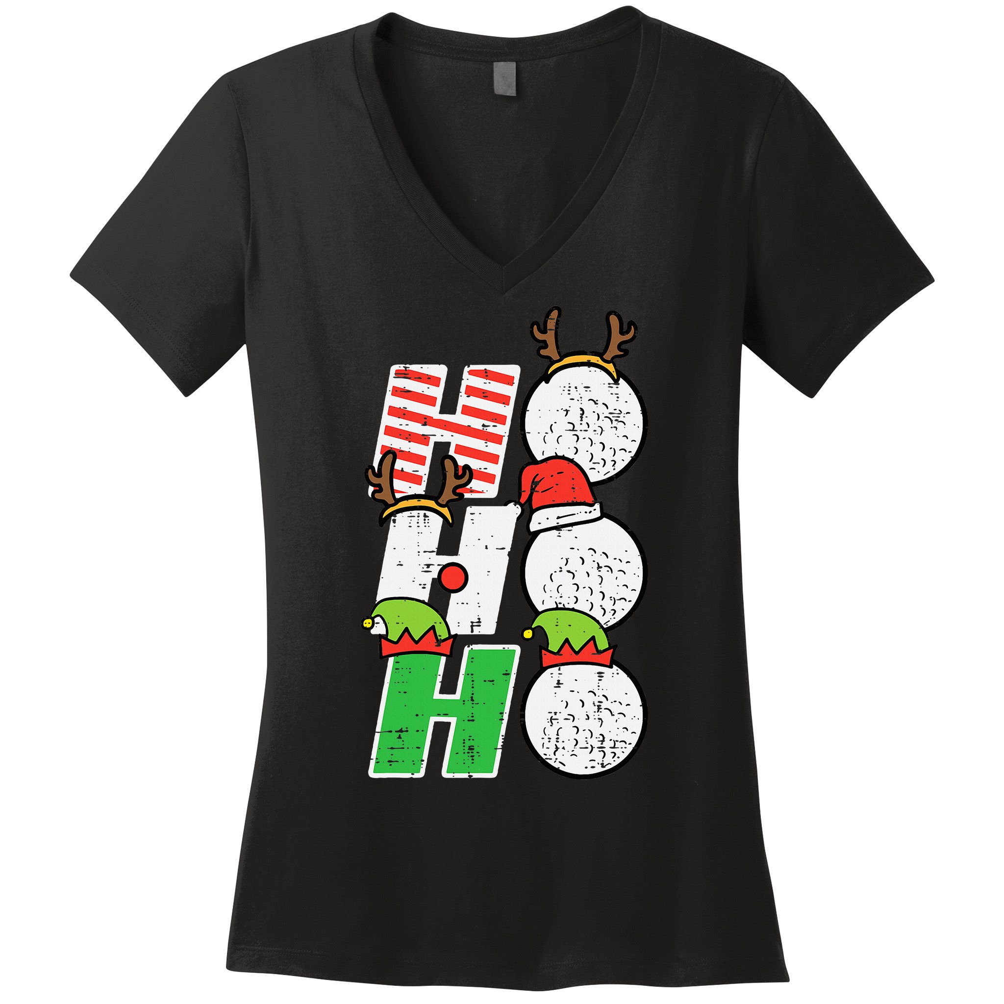 Funny Christmas Golfing Sports Golfer Gift Women's V-Neck T-Shirt