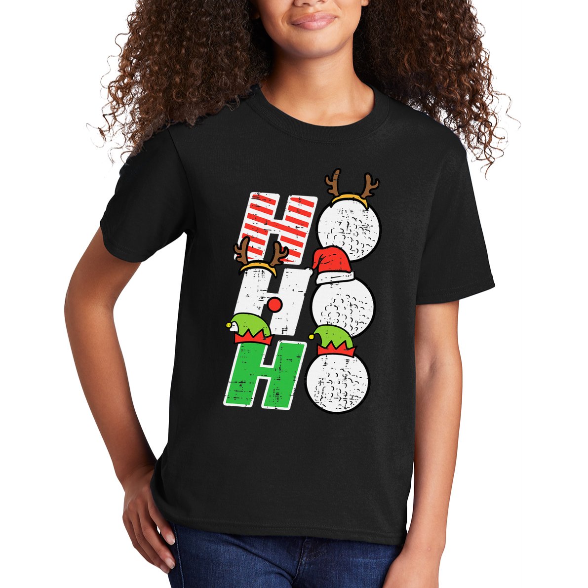 Funny Christmas Golfing Sports Golfer Gift Kids T-Shirt