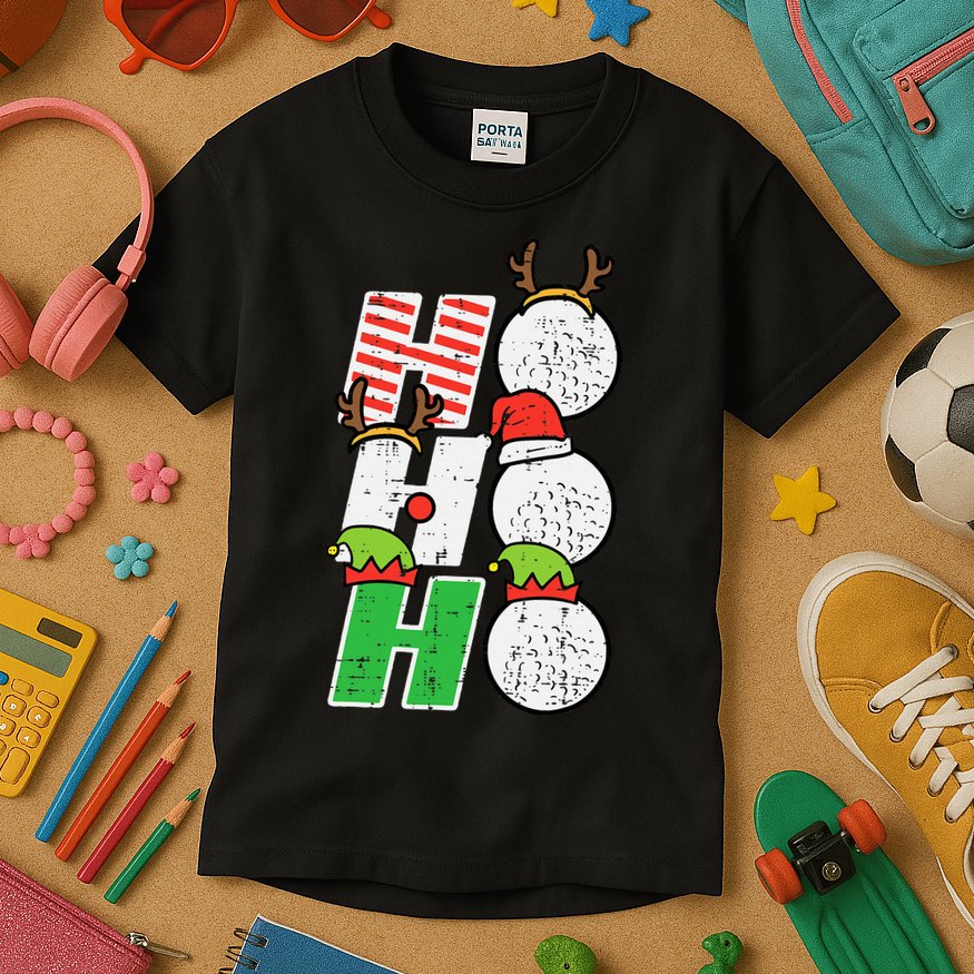 Funny Christmas Golfing Sports Golfer Gift Kids T-Shirt