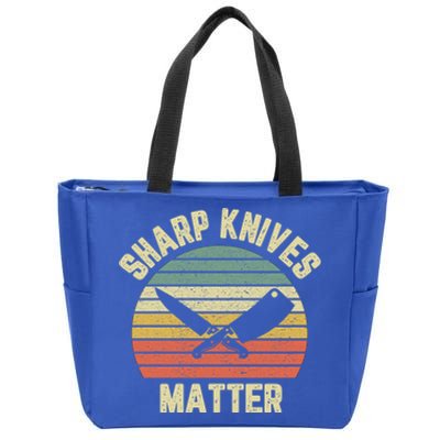 Funny Chef Gift Sharp Knives Matter Cooking Culinary Cook Great Gift Zip Tote Bag