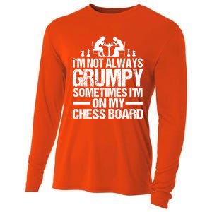 Funny Chess Grandpa Funny Retired Papa Gift Cooling Performance Long Sleeve Crew