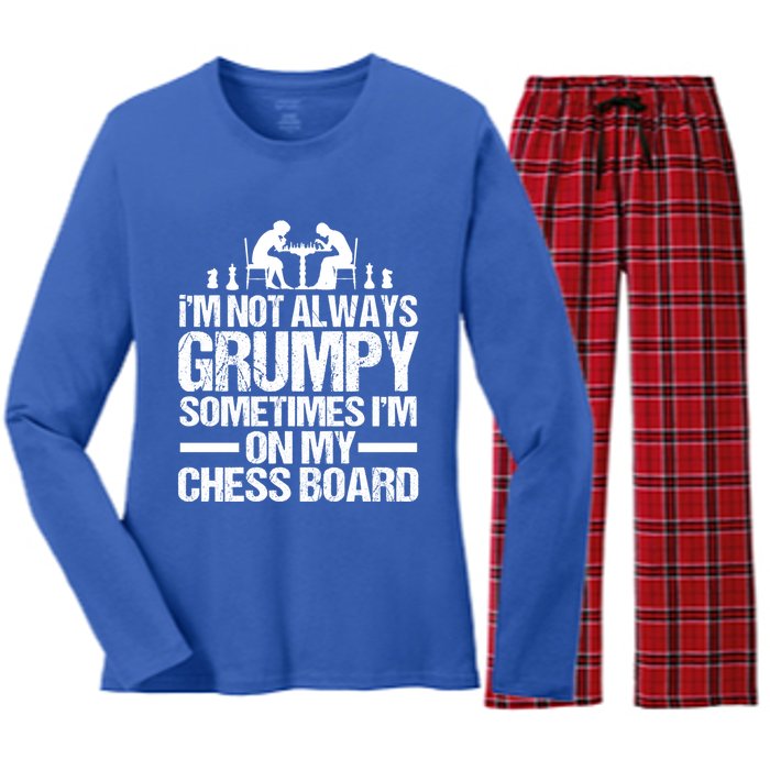 Funny Chess Grandpa Funny Retired Papa Gift Women's Long Sleeve Flannel Pajama Set 