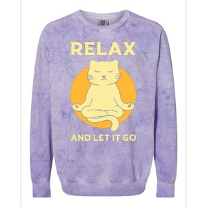 Funny Cat Graphic Yoga Zen Meditation Colorblast Crewneck Sweatshirt