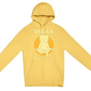 Funny Cat Graphic Yoga Zen Meditation Premium Pullover Hoodie