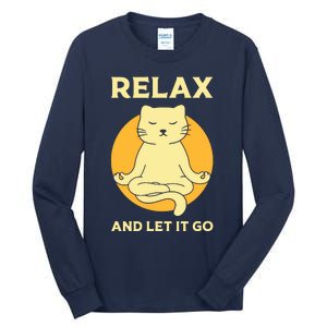 Funny Cat Graphic Yoga Zen Meditation Tall Long Sleeve T-Shirt