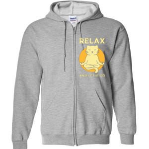 Funny Cat Graphic Yoga Zen Meditation Full Zip Hoodie