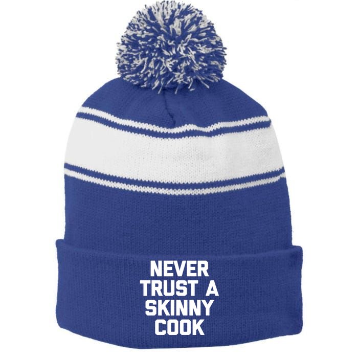 Funny Chef Gift: Never Trust A Skinny Cook Gift Funny Chef Gift Stripe Pom Pom Beanie