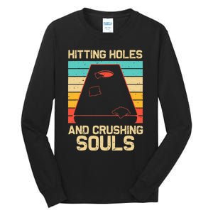 Funny Cornhole Gift For Women Cornhole Players Holes Tall Long Sleeve T-Shirt